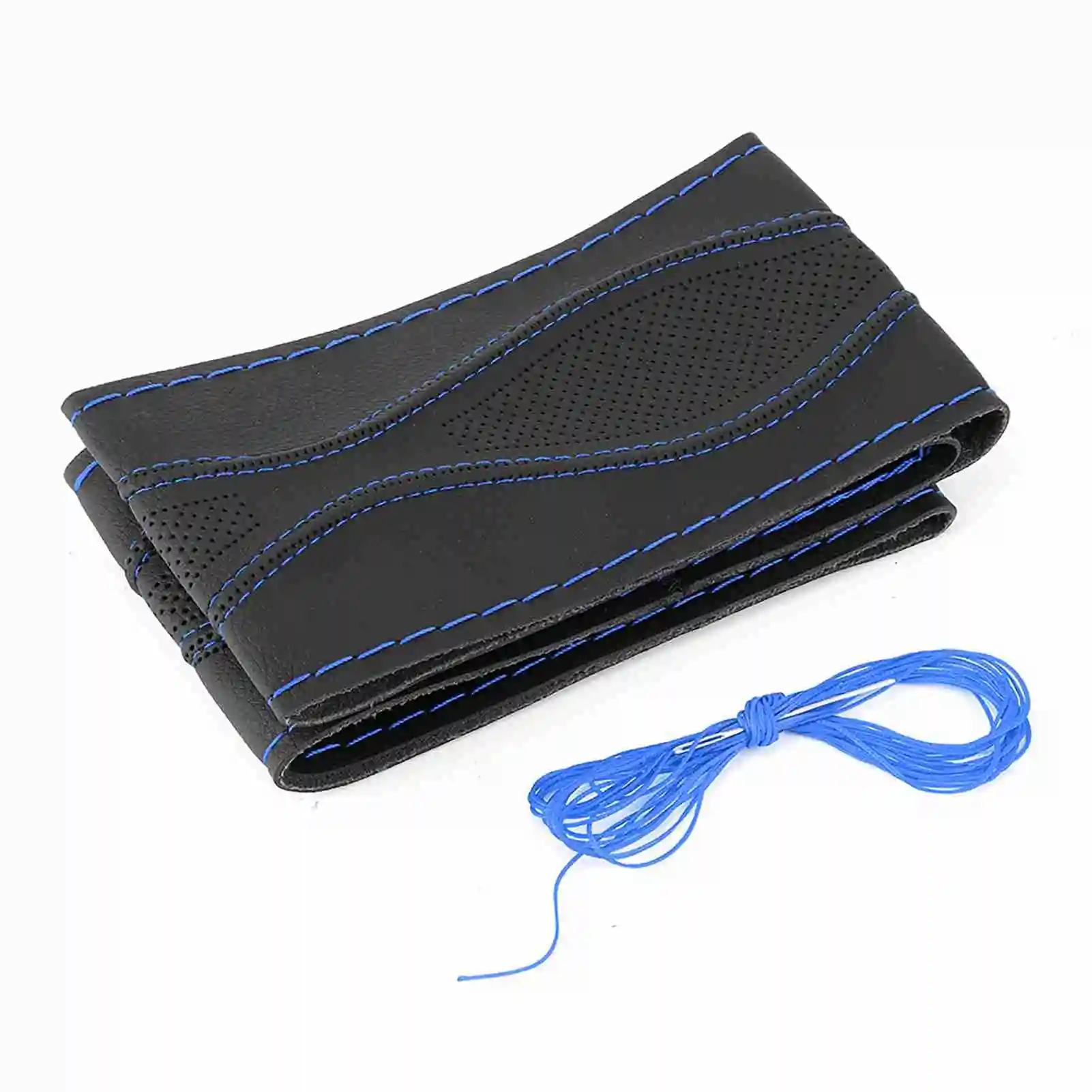 38 cm/15 inch lederen stuurwiel wrap cover hand stiksels embossing met naald en draad sport stuurwiel wrap