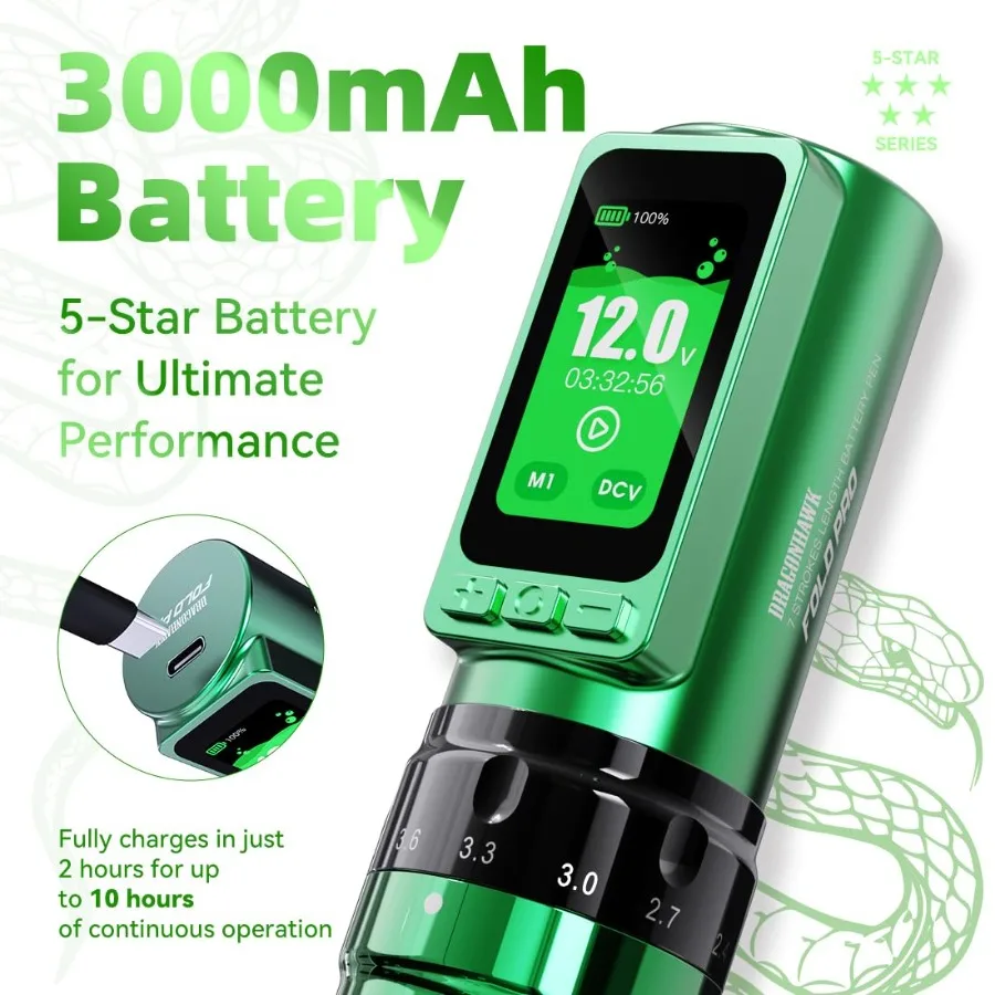 Cordless Tattoo Machine Gun Pen with Foldable Design for Professional Skin Art Powered by HighPerformance McoreC3 Motor and 300 - Image 5