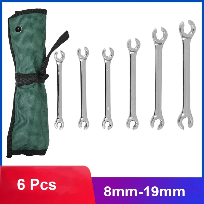 

6 Pcs 8-19 mm Ratchet Combination Set Dual-purpose Ratchet Tool Tubing Fuel Open Ring Spanner Repair Set Car Hand Tools