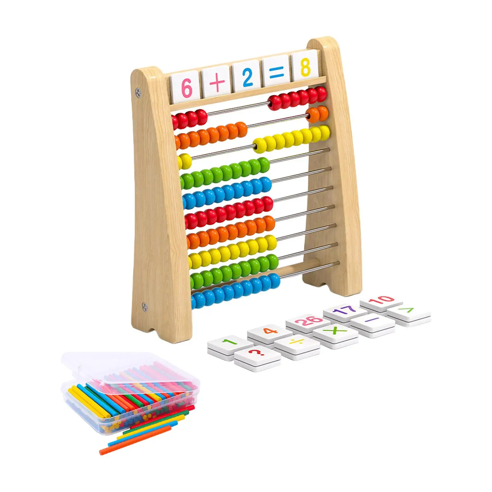 Wooden Abacus Ten Frame Set Montessori for Children Elementary Preschool