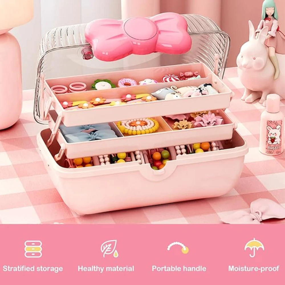 3-layer Handheld Tissue Storage Box Makeup Separator Children Girls Diy Handheld Ticket Sticker Organizer Box Pure Pattern