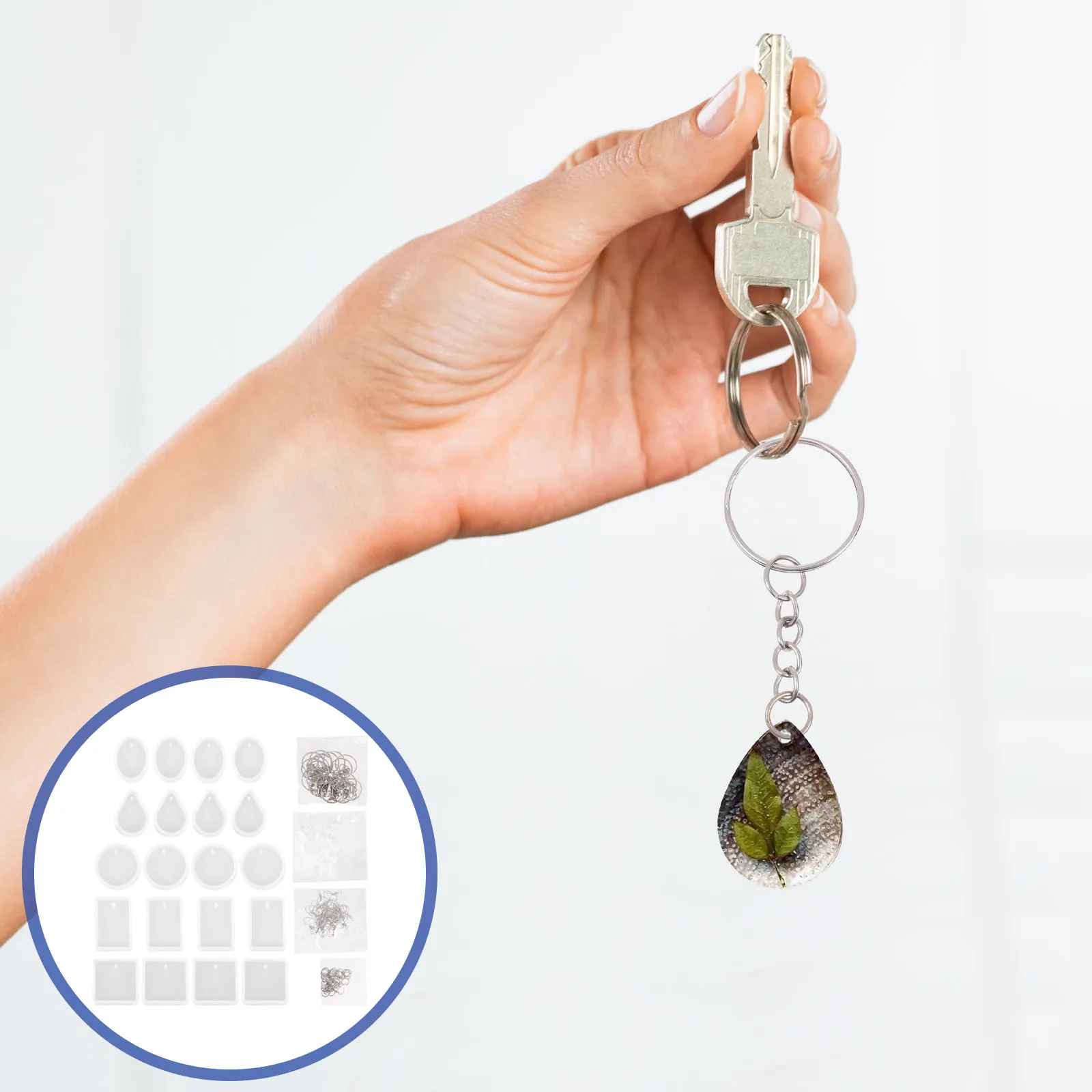 

1Set Silicone Pendant Mold Resin Keychain Molds DIY Jewelry Casting Craft Mold Portable Keychain Pendant Making Tool