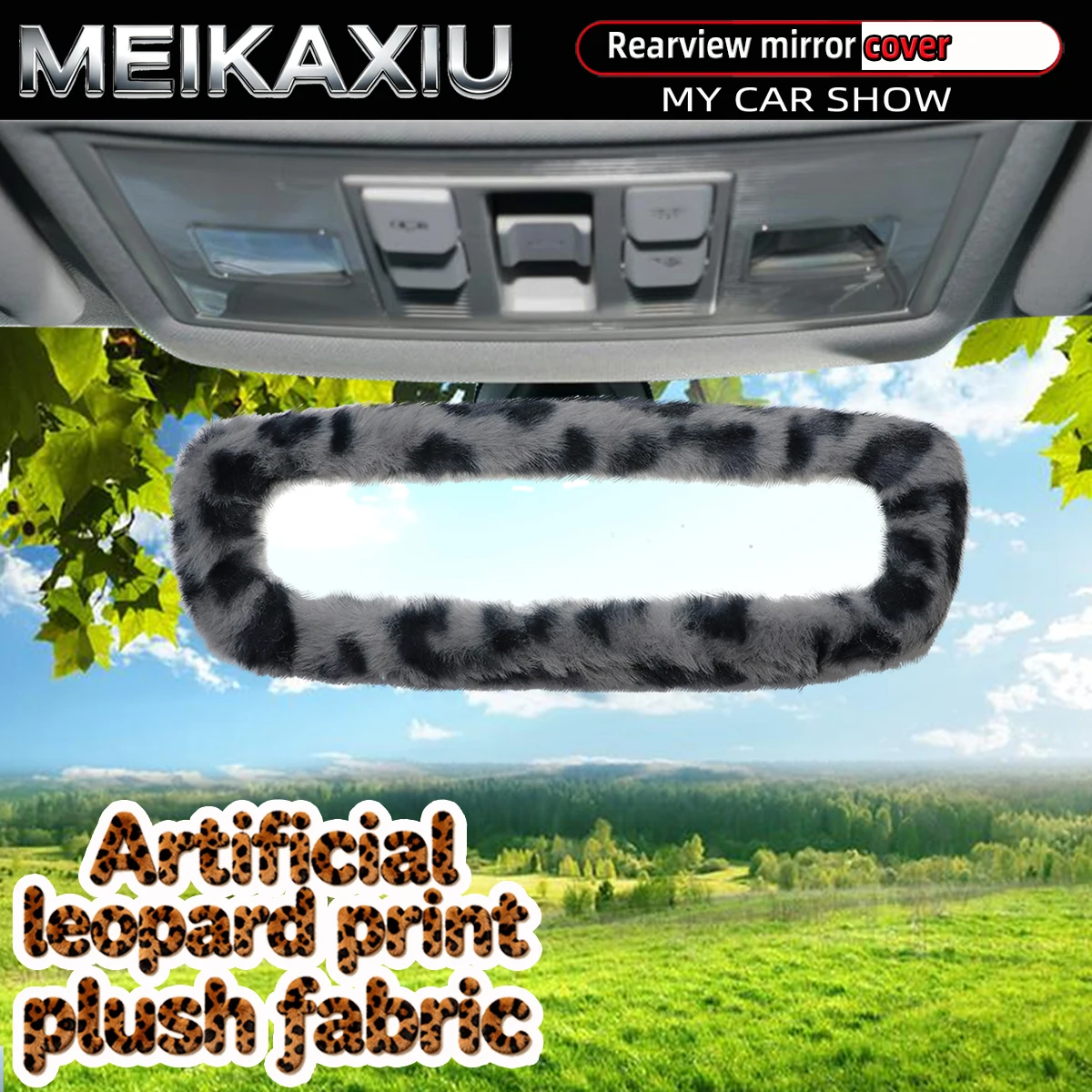 Rosa-Brauner Kunstfell-Plüsch Rückspiegelbezug Elastisches Auto-Innendekor-Accessoire für Frauen Neuer Stil – Detail 6