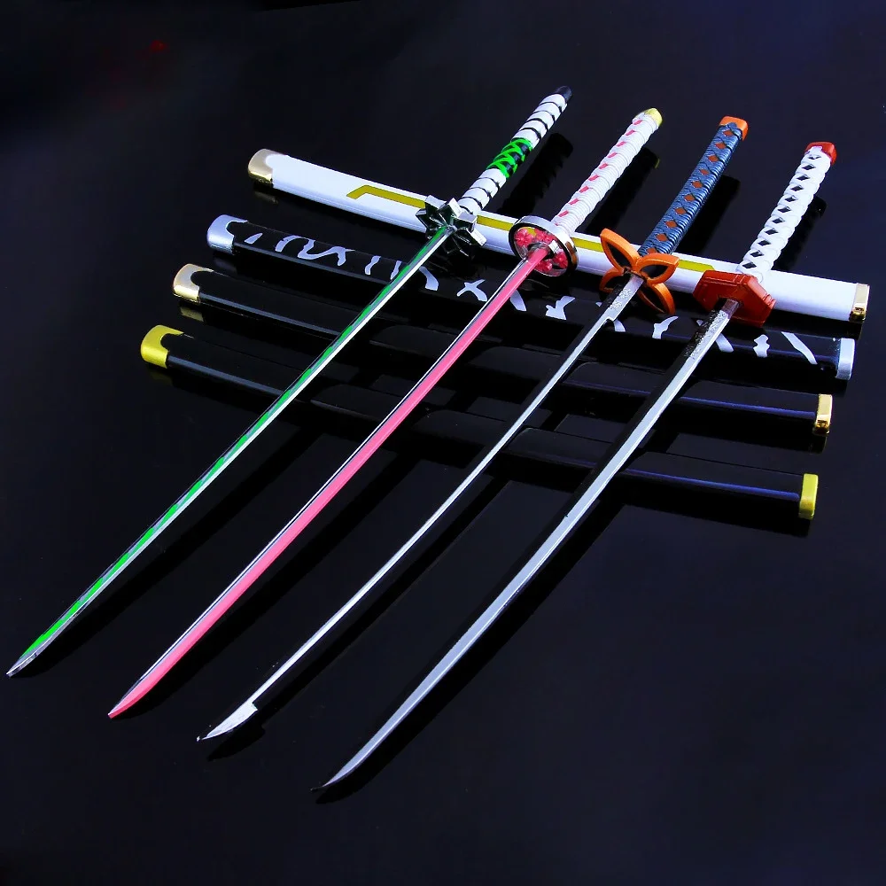 26CM Demon Slayer Japanese Amine Periphery Hashibira Inosuke/Kamado Tanjirou Full Metal Weapons Ornaments Collectible Toy Swords