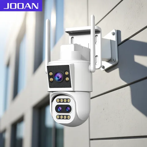 JOOAN 4K 8MP WiFi Surveillance Camera Outdoor Three-Lens Dual Screen Opticial Zoom PTZ IP Camera Auto Tracking CCTV Security Cam