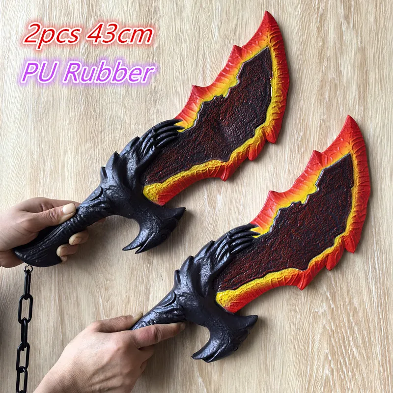 Home Decor 1:1 Cosplay God of War 4 War Beast Axe Flaming Twin Blades Pirate Ghost Axe Prop sword Role Playing Cos PU toy sword