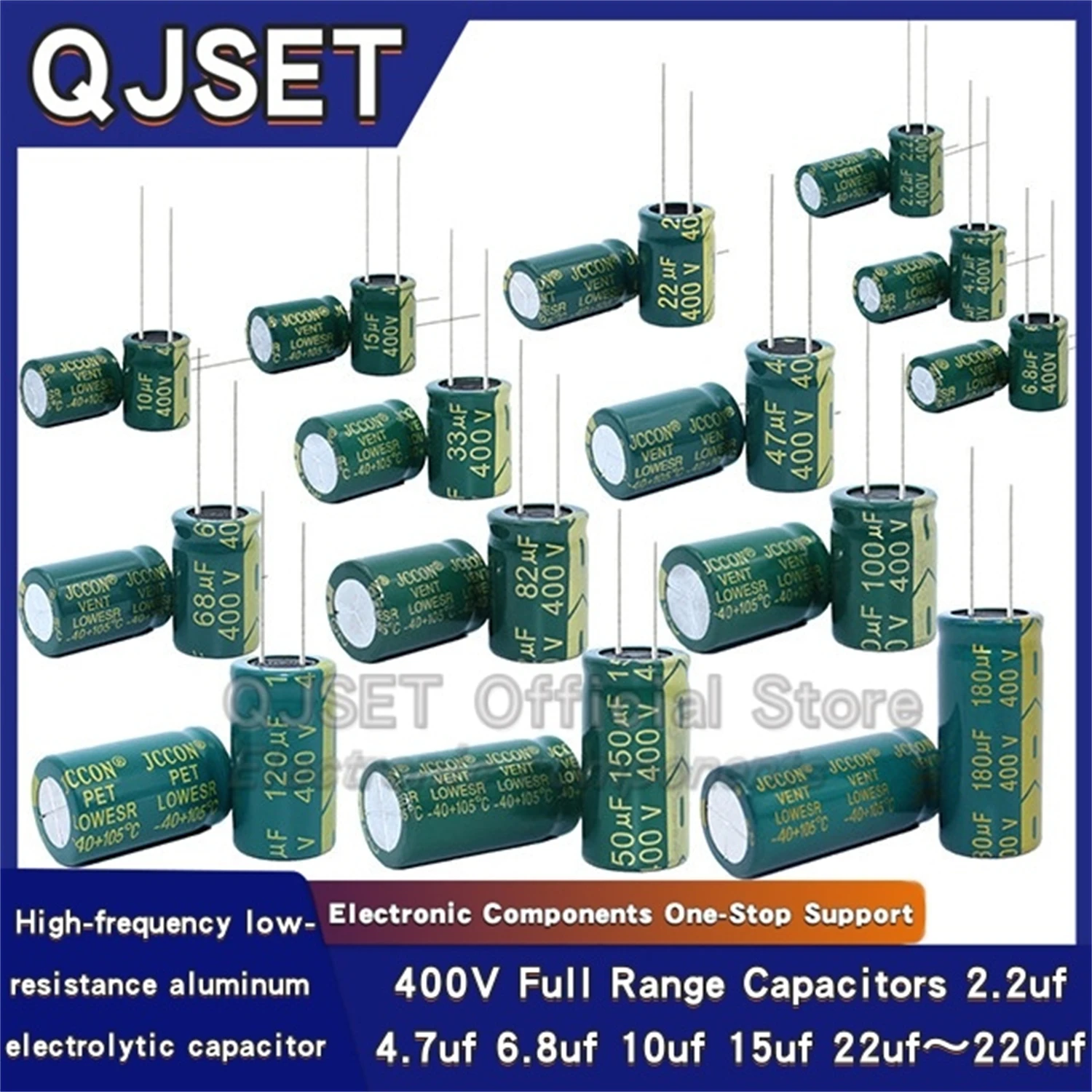 2-20pcs 400V 2.2/4.7/6.8/10/15/22/33/47/68/82/100/120/150/220 UF Inversor Adaptador de alimentação Capacitor de alta frequência e baixa resistência