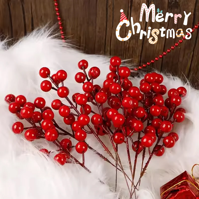 Christmas Faux Winter Berry Sprigs Artificial Red Berries Stems Ornaments for Christmas Tree DIY Crafts Wreath Crafts