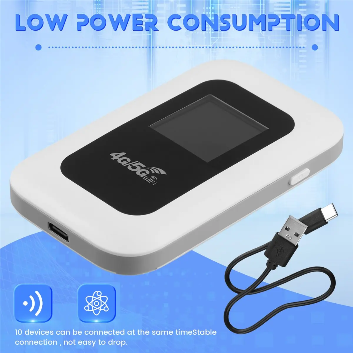 4G WiFi Router with Screen 150Mbps WiFi Modem Car Mobile Wifi Wireless Hotspot MiFi-ABWO