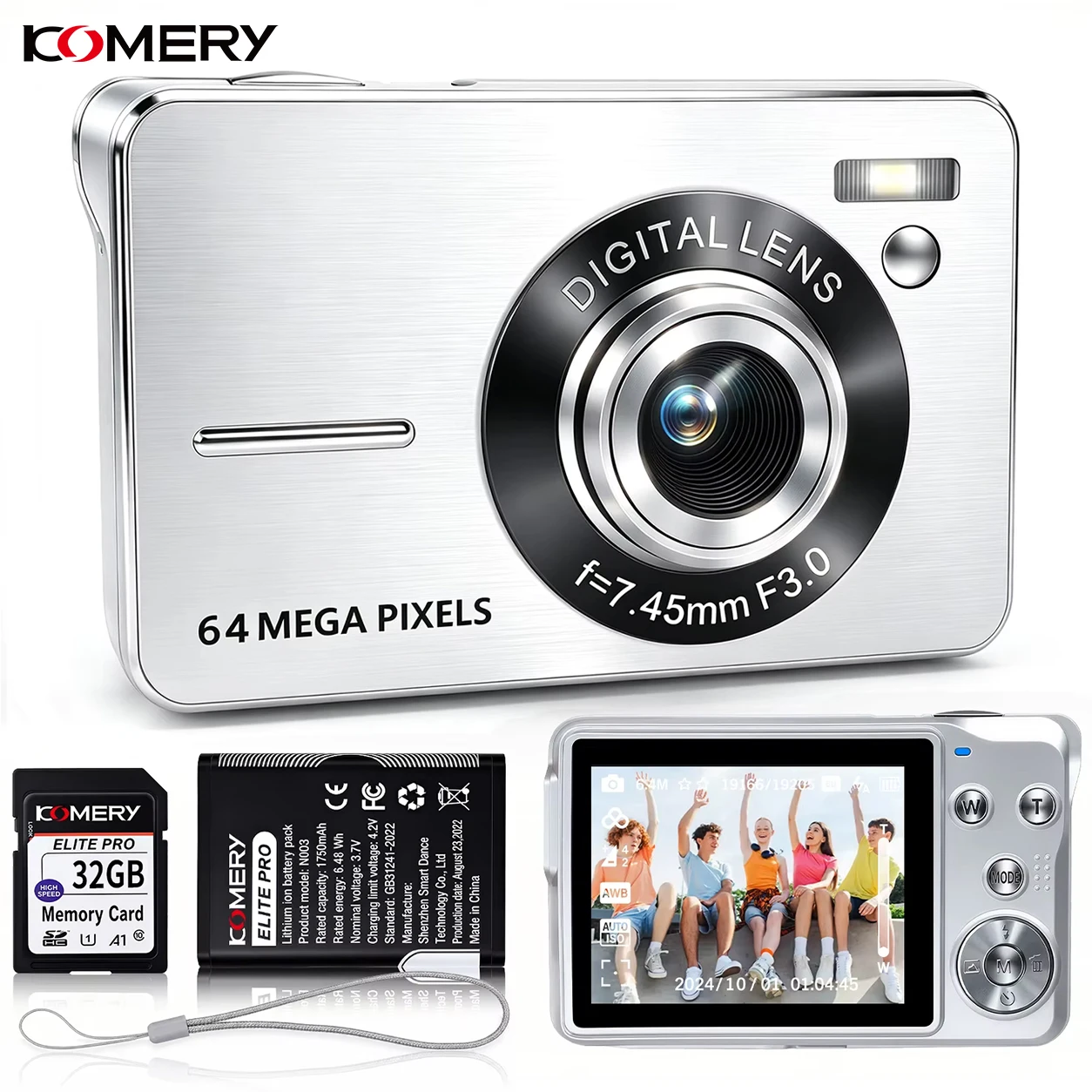 Portable Digital Camera 4K 64M Beginner Point and Shoot Compact Travel Cameras for Teenagers Daily Use  Students First Gift