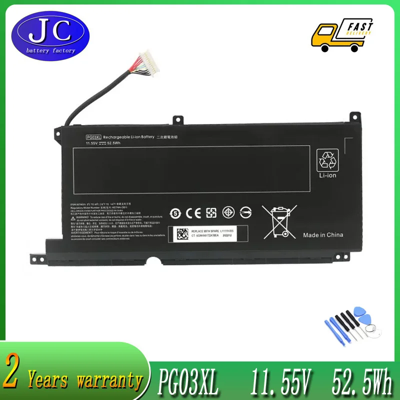 JCLJF 11.55V Laptop Battery PG03XL For HP Pavilion15-DK 15-dk0125TX 831758-005 831532-422 HSTNN-DB9G L48495-005