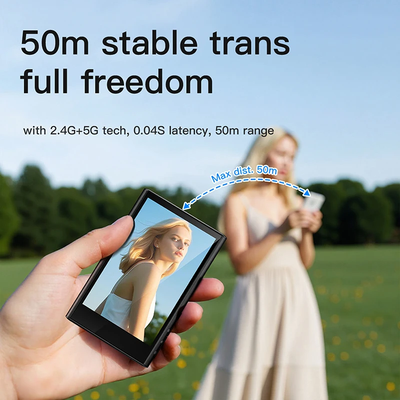 Mobile Wireless Magnetic Selfie Monitor Screen for iPhone 16 Camcorder Lens Smartphone Selfie Vlog Live Stream Video Recording