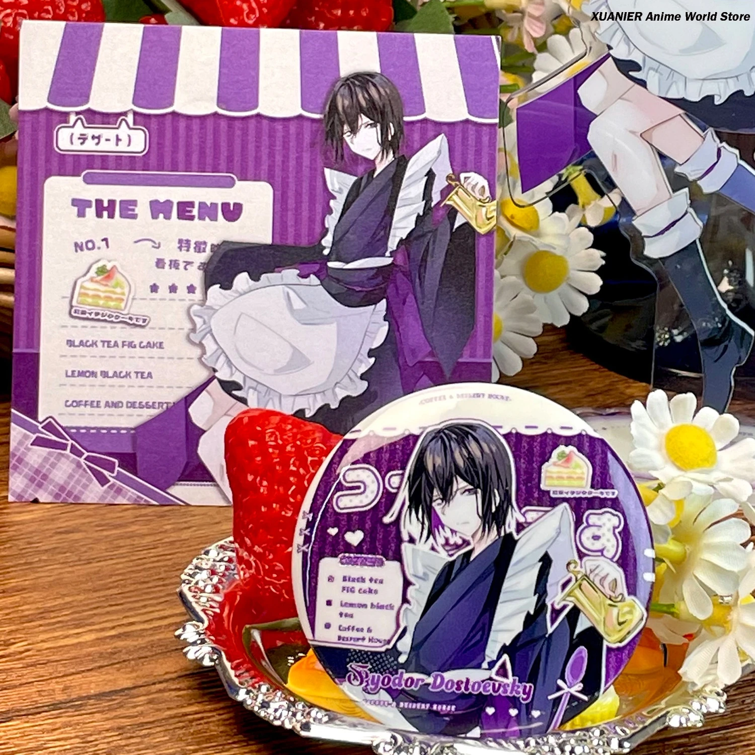 Fyodor Dostoevsky‌ Peripheral Dessert Cafe Theme Acrylic Stand Figure Model Anime Square Card Cartoon Badge Desktop Decor - view 2