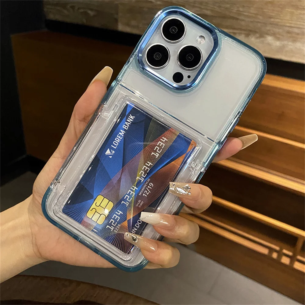 Transparente Handyhülle mit Kartenfach für iPhone 17 Air 15 14 13 18Pro 16 17ProMax Stoßfester Schutz Harte Acryl-Abdeckung – Detail 11
