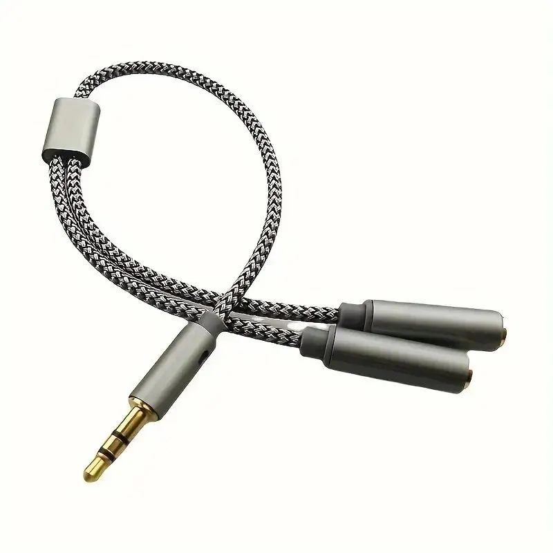 3.5mm Gold Plated 2 Way Mobile Phone Computer Headset Microphone Adapter Extension Neutral Audio