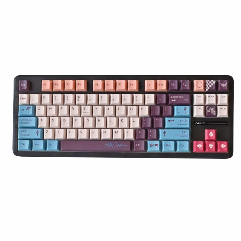 

Retro California Hotel Theme Keycaps 140Keys PBT Sublimation Cherry Profile Key Caps Mechanical Keyboard Accessory for Pc Laptop