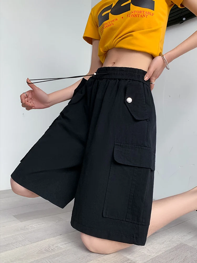 

Jmprs Hip Hop Streetwear Cargo Shorts Women Y2K High Waist Vintage Shorts American Casual Harajuku Pockets Bf S-3Xl Shorts New