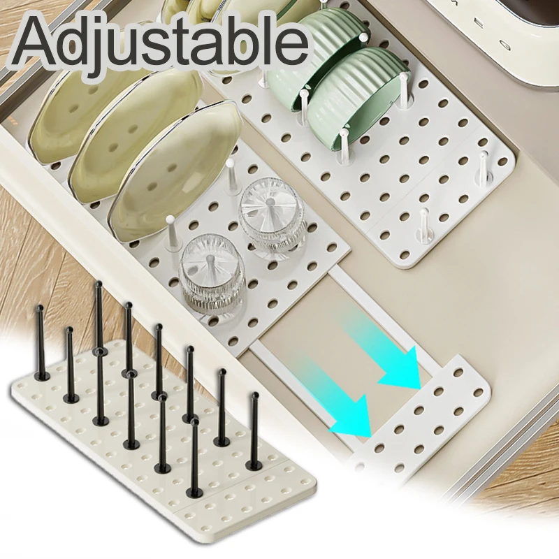 Estante de secado de platos de cocina, soporte de almacenamiento de platos retráctil, vajilla ajustable, bandeja de secado de platos, soporte para cuencos, estante de almacenamiento