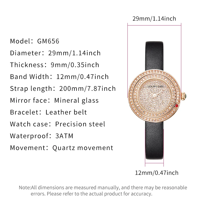 Women's Watch GEEMA GIRL Brand Fashion Charming Ladies Leather Bracelet Female Waterproof Quartz Wristwatches Montre Femme 2024