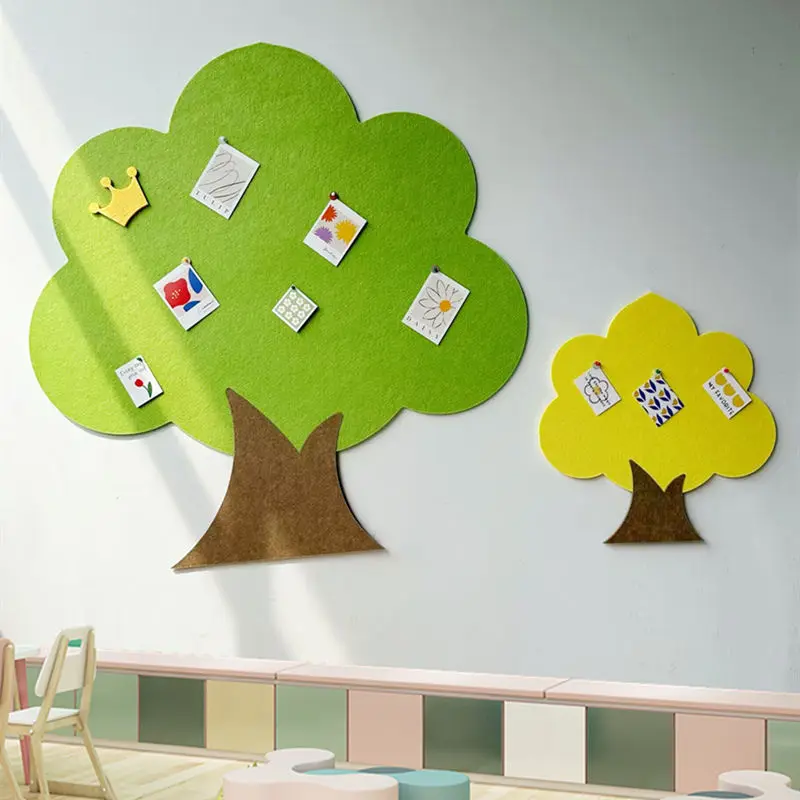 Tree Shaped Felt Board Photo Wall Kindergarten Environmental Creation 3D Stereoscopic Sticker Classroom Children's Room Wishing