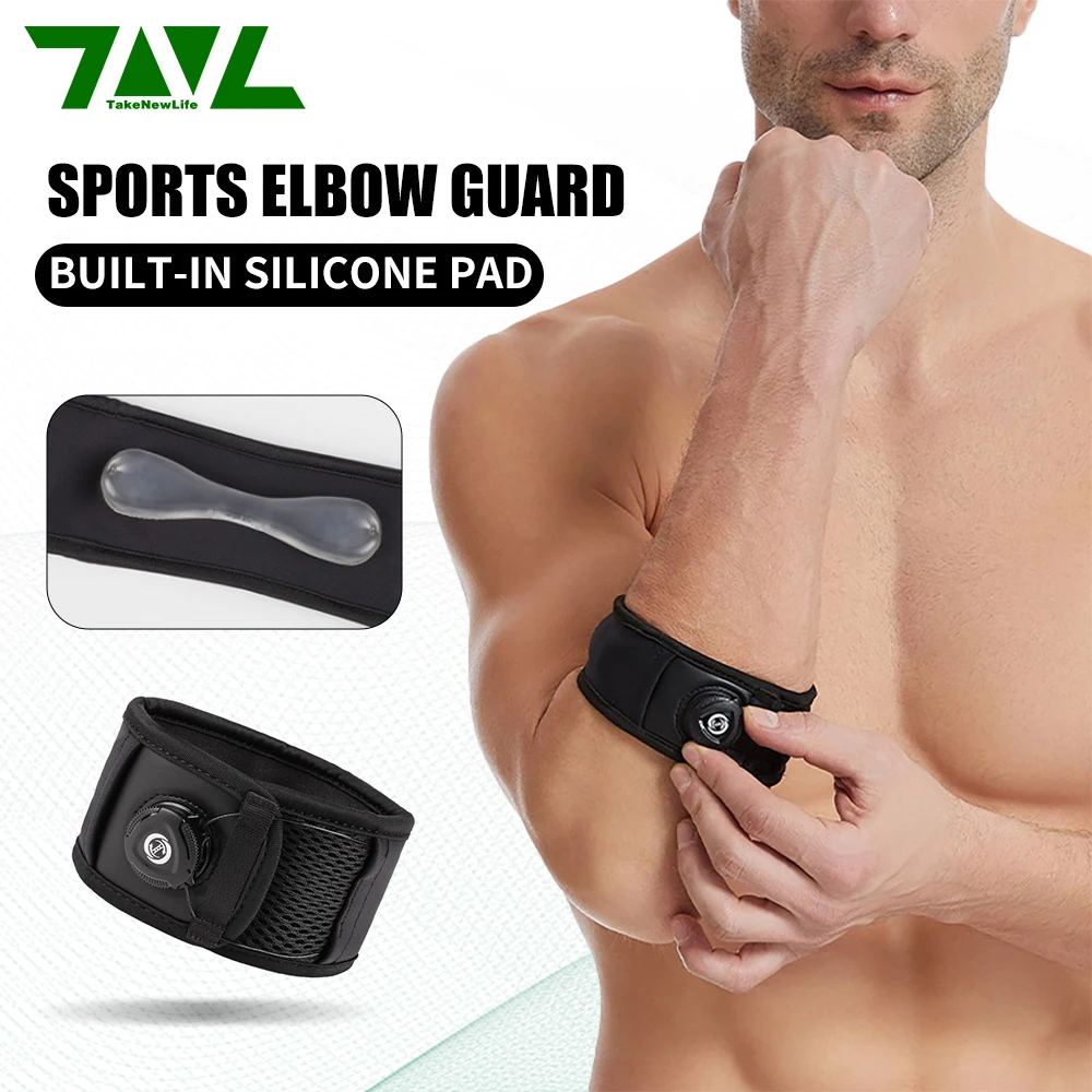 1PC Sports Elbow Guard with Quick Adjustment Knob Silicone Cushioning Elbow Sleeve for Badminton Tennis Table Tennis Unisex