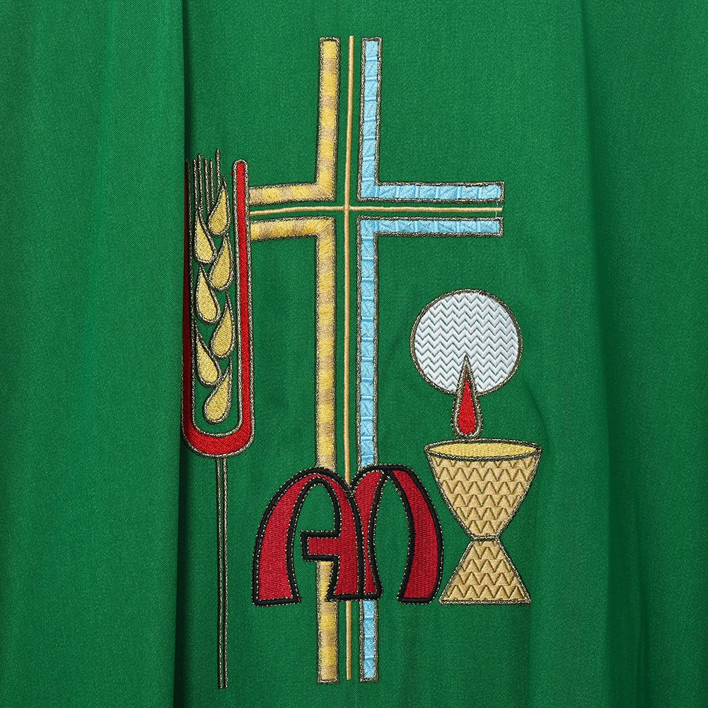 Colheita casúvel vestimenta verde igreja sacerdote vestuário religião cristão cruz traje