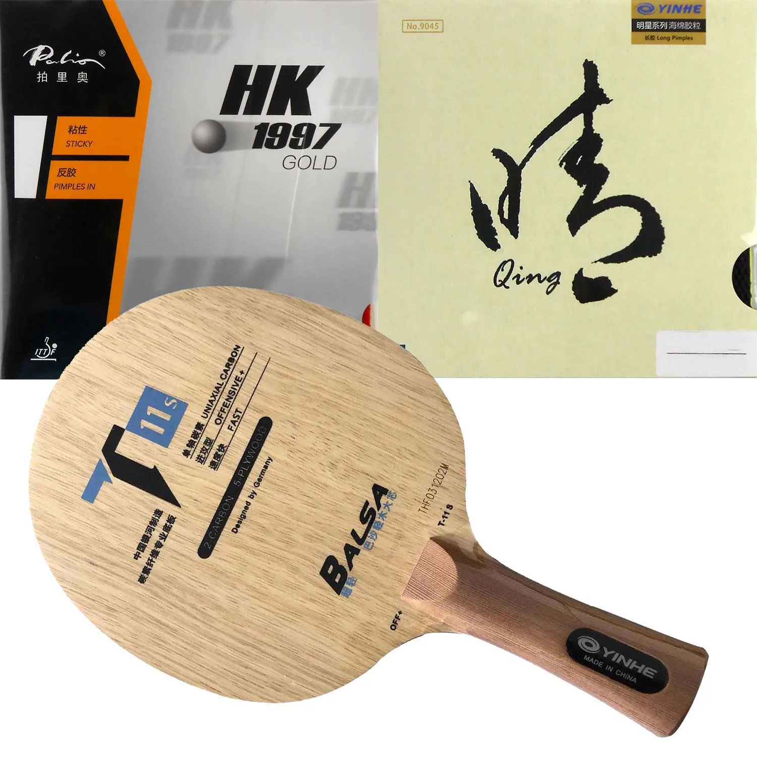 Pro Combo Racket YINHE T-11+ T 11+ T11S pingpong blade with Yinhe Qing and Palio HK1997 GOLD Table Tennis Rubber