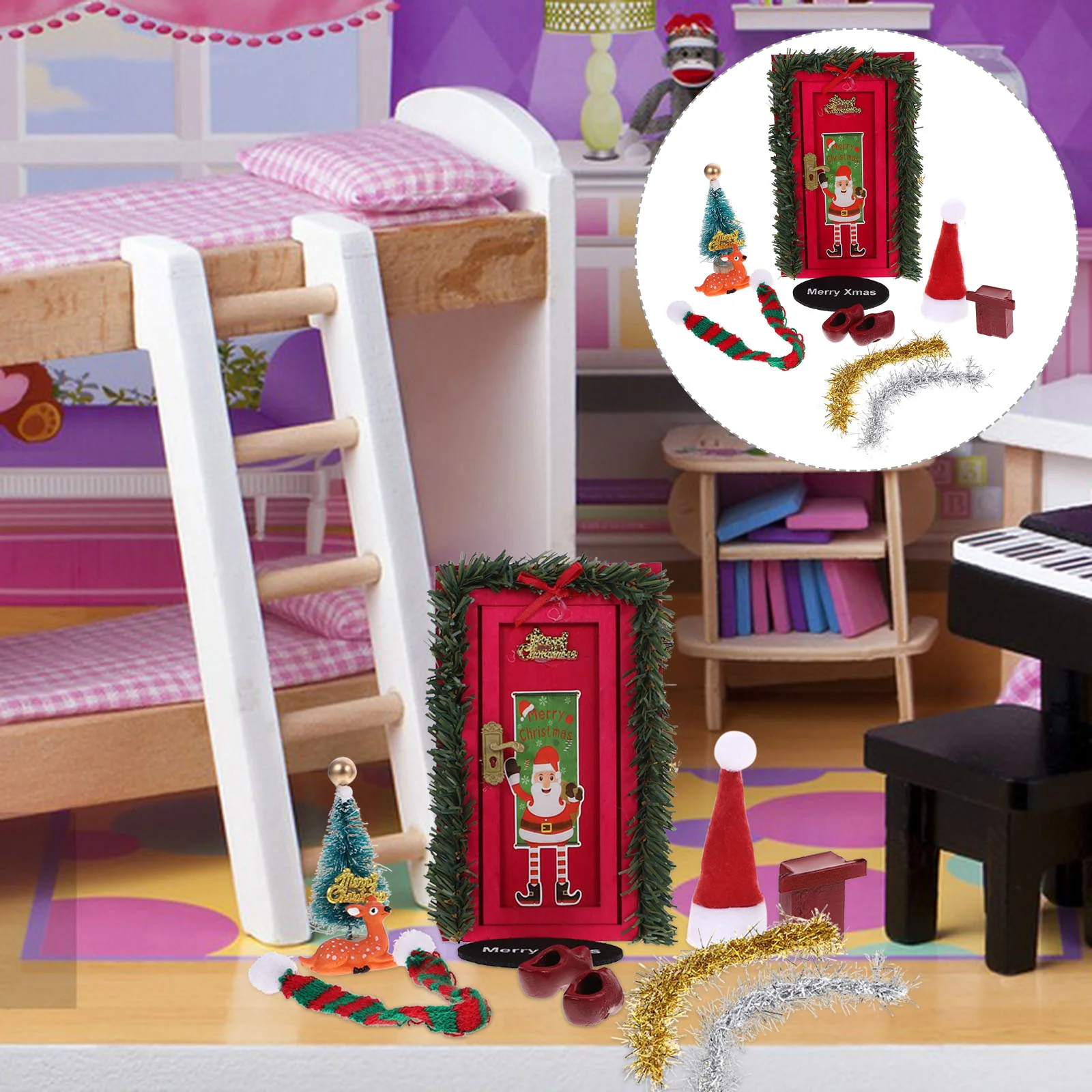 

House Decoration Miniatures Props DIY Accessories Wooden Xmas Tree Furniture Models