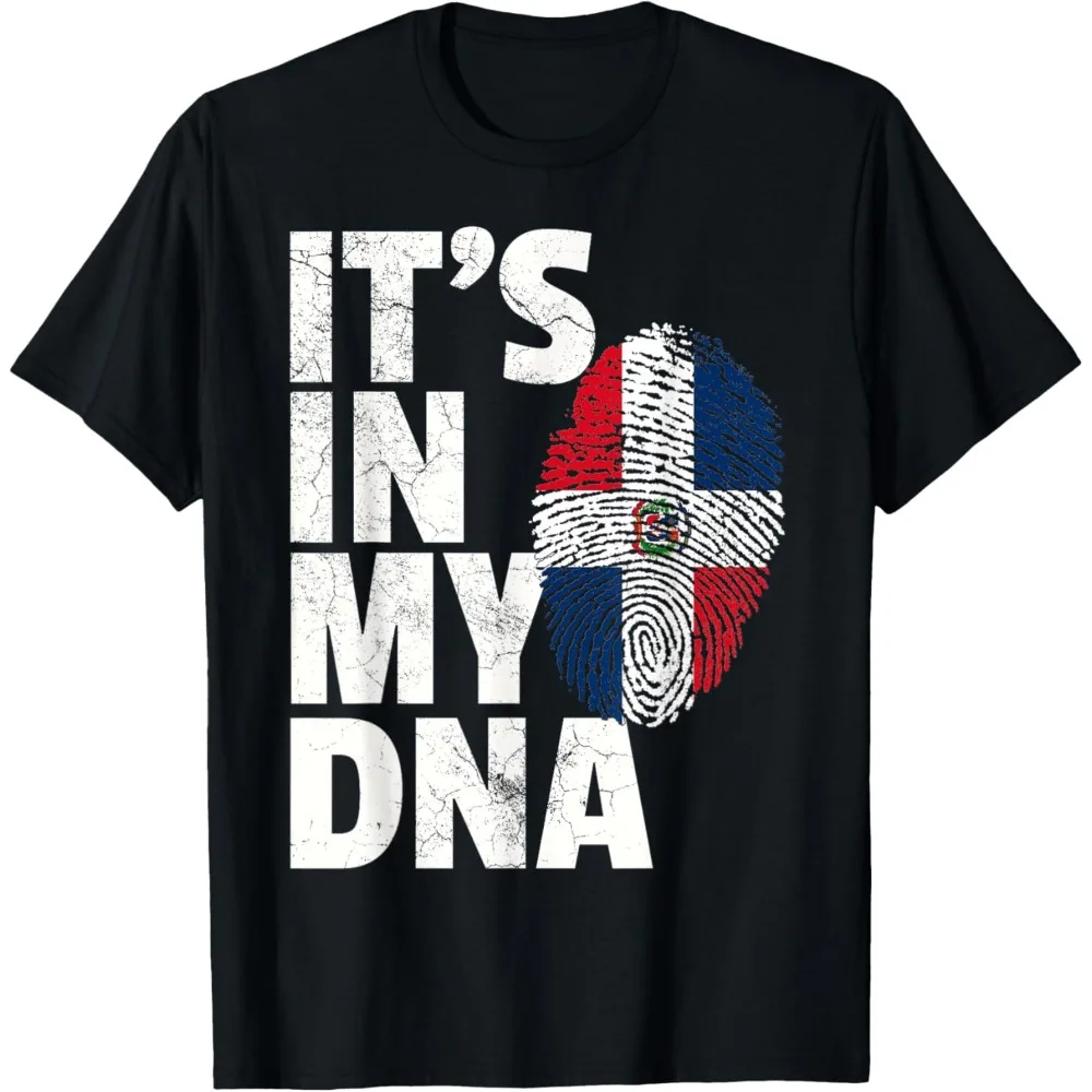 It's in My DNA Dominican Republic Flag Official Pride Gift T-Shirt Retro Fashion Flag Print Tops Classic Pattern Tees