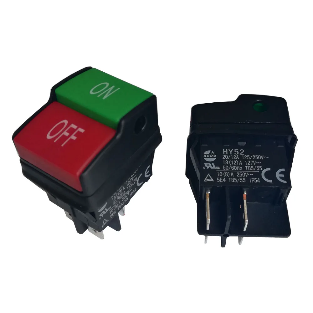 Interruptores de botón eléctricos Kedu Interruptor de botón industrial HY52 125/250V 4 terminales
