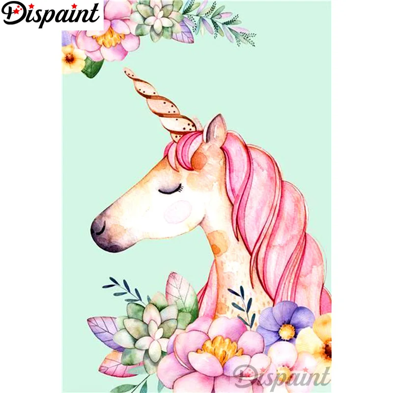 

Dispaint Full Square/Round Drill 5D DIY Diamond Painting "Horse flower" 3D Embroidery Cross Stitch Home Decor Gift A12213