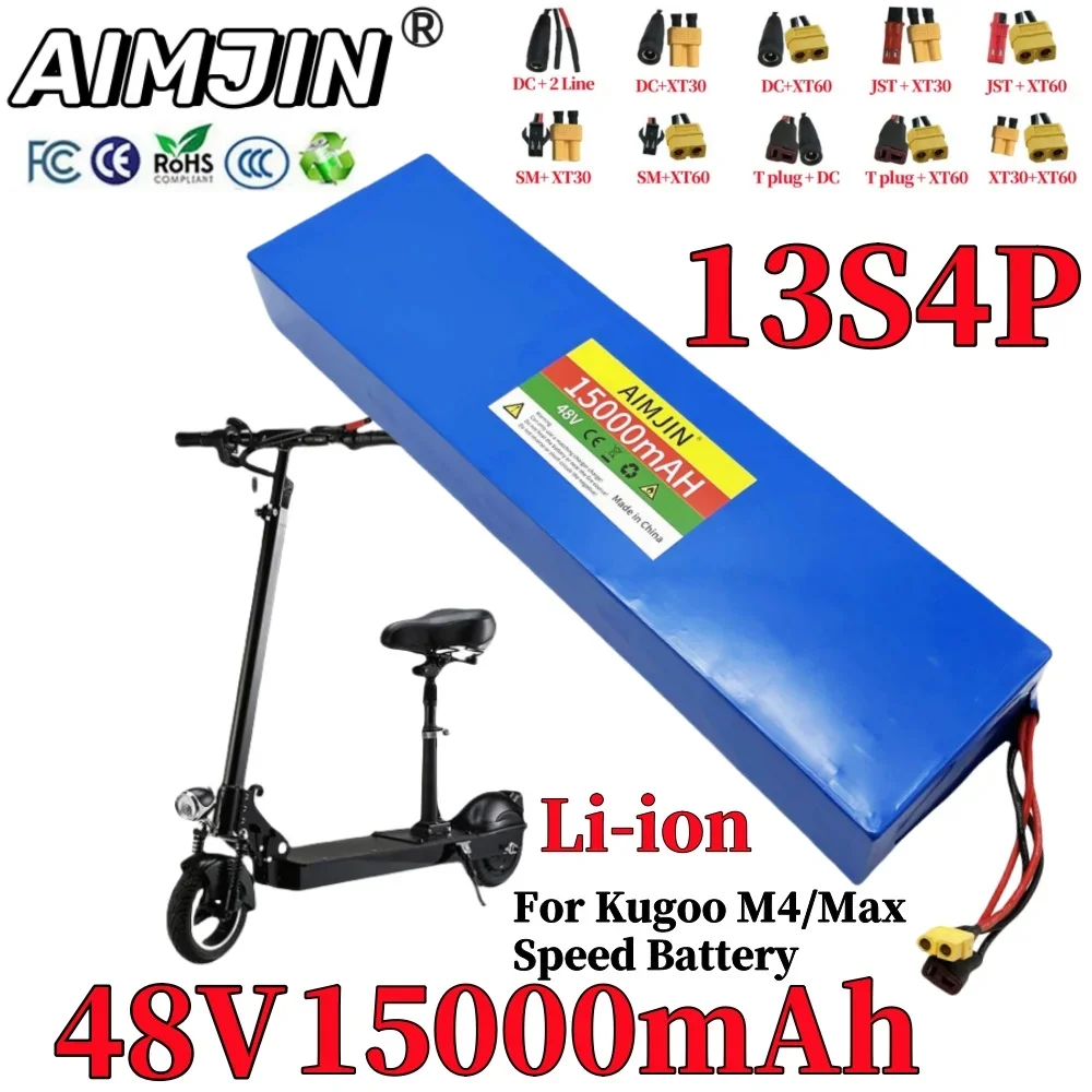 13S4P 48V 15000mAH 18650,Lithium-Ion Battery Pack Suitable for KUGOO M4/ Max Electric Scooters