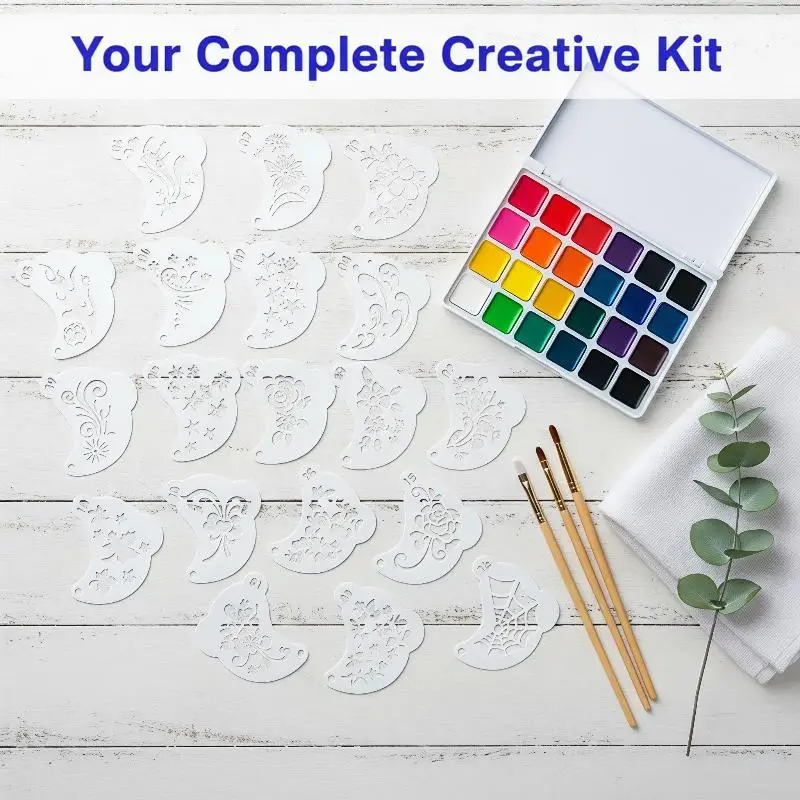 16Pcs Easy Use Face Painting Stencils Assorted Floral Spiderweb Heart Styles for DIY Body Face Art Party Events