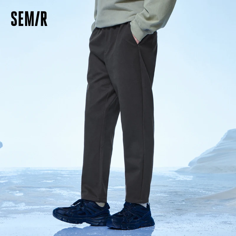 

Semir Casual Pants Men 2023 Winter New Solid Color Fashion Texture Daily Commuting Style Plus Velvet Tapered Trousers