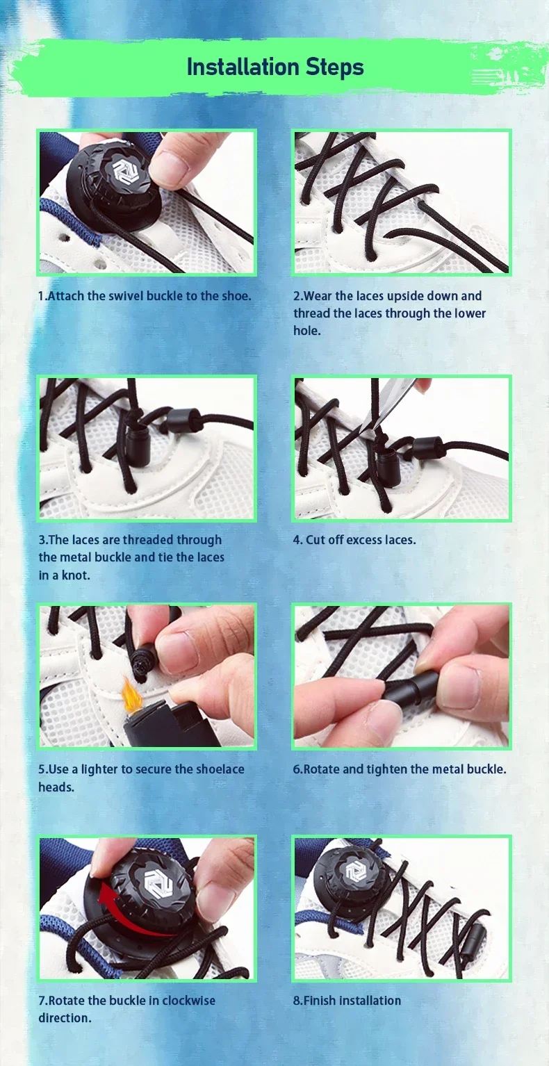 Einfache Schnellverschluss-Schnürsenkel, automatische Schnürsenkel ohne Binden, dicke Schnur, Tennis-Sneaker-Schnürsenkel, Schuhzubehör – Detail 7