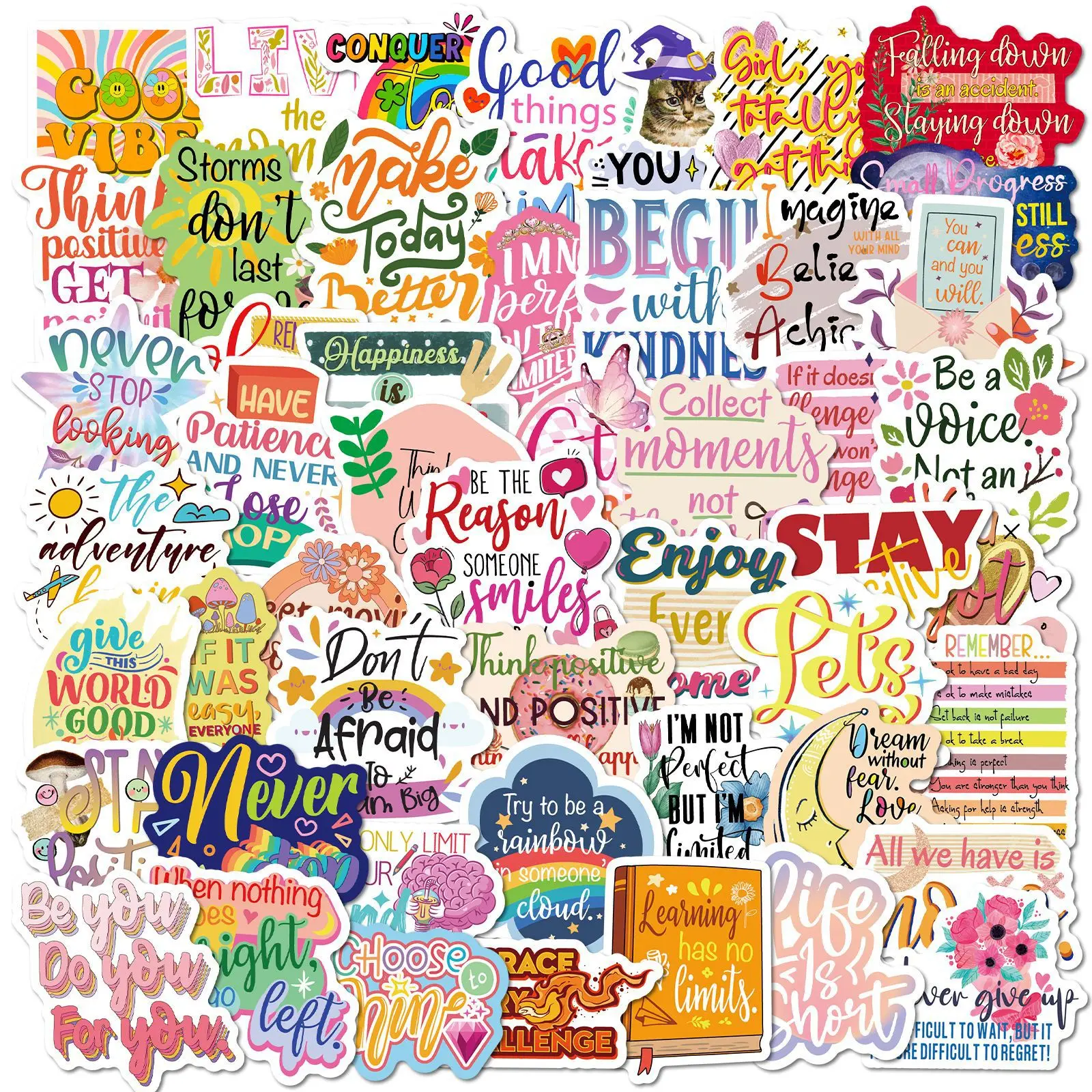 10/25/50pcs Graffiti Inspirational Quotes Stickers Ins Style Motivational Words for Adults Teachers Scrapbooking Phone Decor