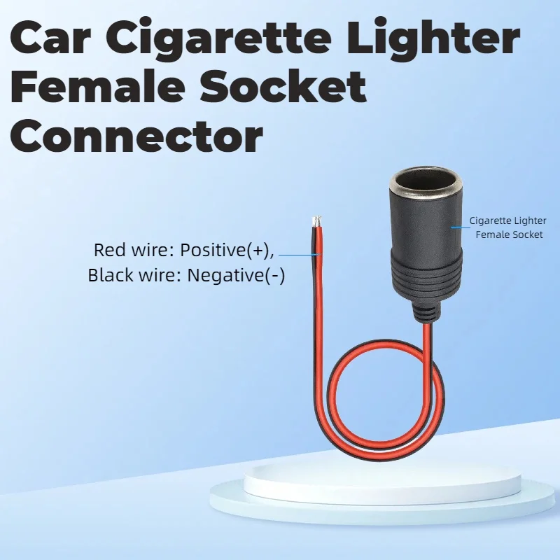 Car Cigarette Lighter Female Socket Connector 12‑24V Heavy‑Duty Pure Copper Extension Cable 35CM For Vehicle Charger
