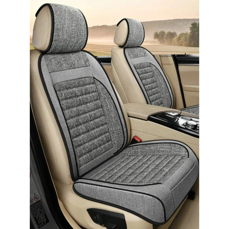 Universal Auto Split Linen Car Seat Seat Cushion Pad, Breathable High Quality Flax SUV Full Seats Cover Protection Accessories