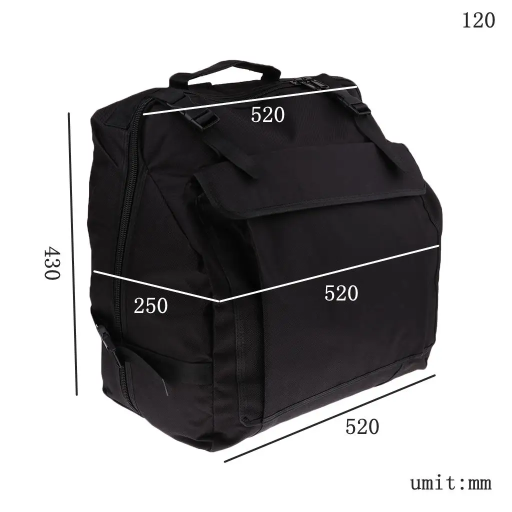 Oxford Bass Accordion Backpack Protective Gig Bag Adjustable Strap Case for 120 Bass Accordion Use