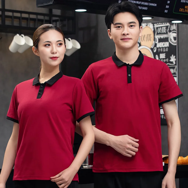 Waiter Workwear T-shirt Short Sleeve Catering Restaurant Women's Chain Fast Food Restaurant Hot Pot Coffee Tea Shop Western Rest