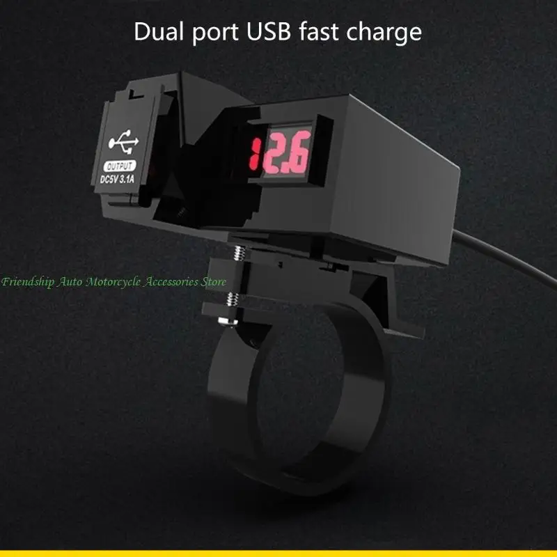 SZCH Charging Socket Hodlebar Montagem Powertle Motocicleta Phone carregamento Double Usb Charging Outlet com