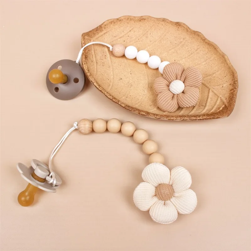 INS Baby Silicone Bead Pacifier Chain Baby Gum Toy Anti Drop Chain Flower Pacifier Clip Hanging Rope Chains Bebe Bebê