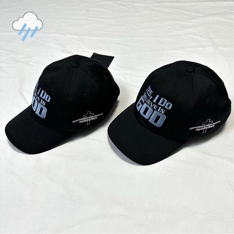 

Men Women Summer Blue Letters Embroidery YES I DO Believe In God ERD Baseball Cap High Quality Enfants Riches Deprimes Hat Tags