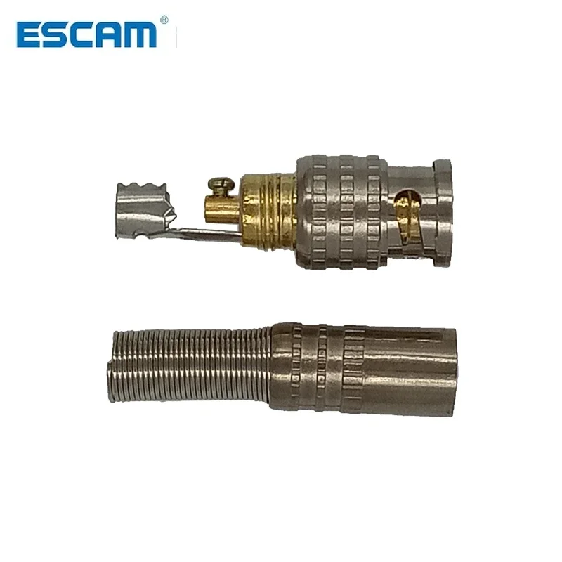ESCAM 20pcs Gold BNC Male Video Plug Coupler Connector to Screw for RG59 Cable Adapter CCTV Camera System Accessories