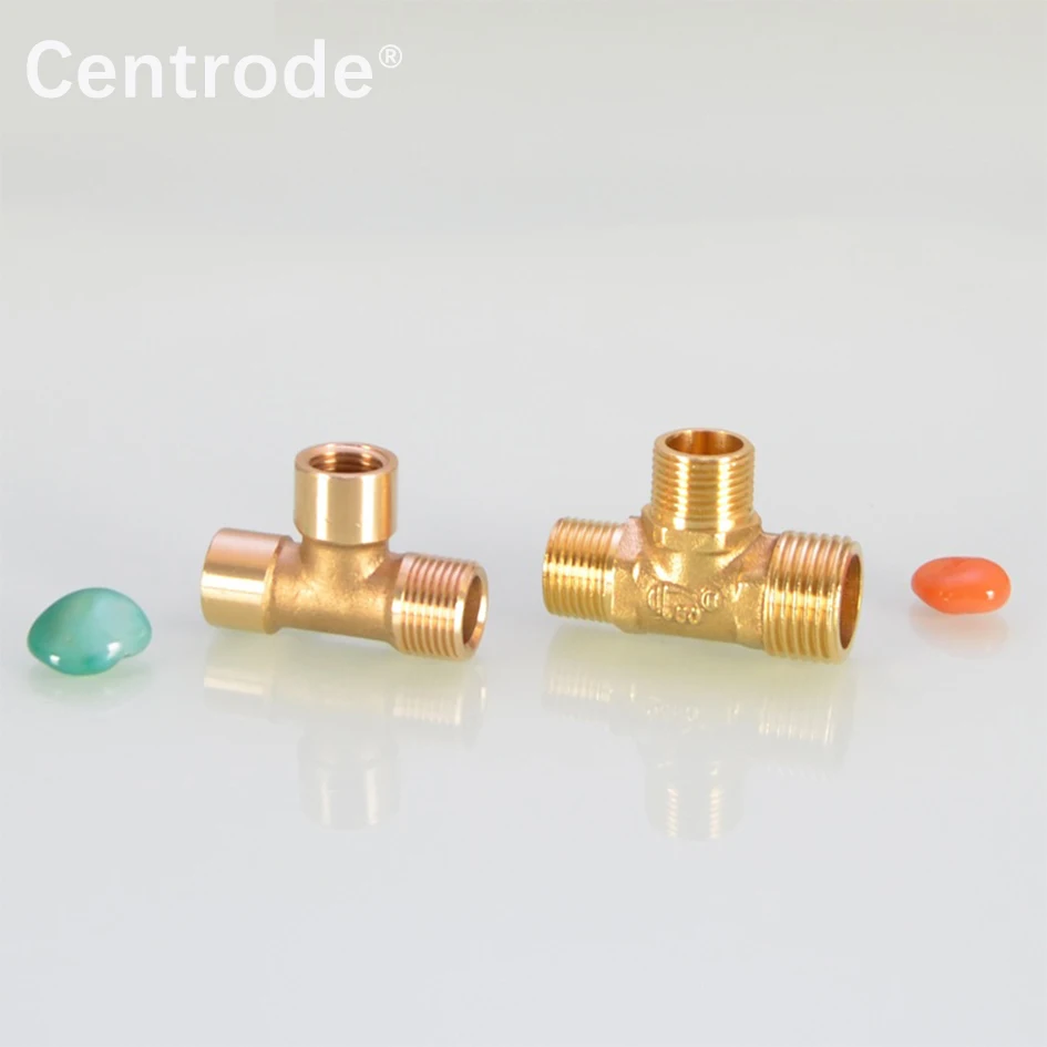 2pcs 1/4 IN tee three joints 1/8 IN 3/8 IN three outer teeth inner and outer wire G1 /4 reducer brass pneumatic mechanical parts