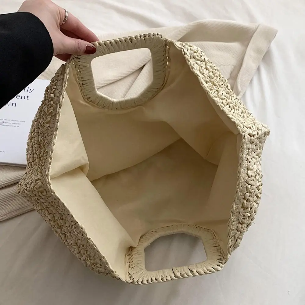 

Sweet Large Capacity Lafite Straw Bag Handmade Half Moon Grass Woven Bag Fashion Seaside Pack Weave Tote Bag Beach
