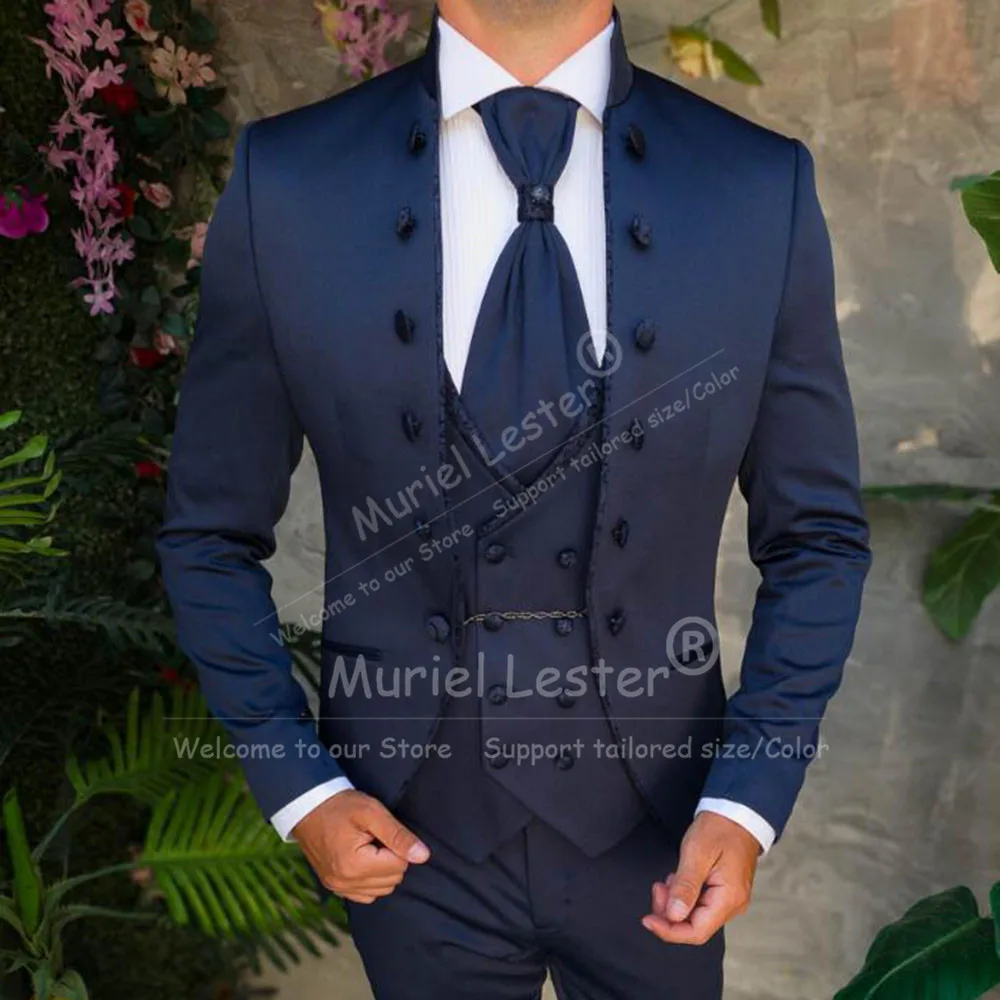 Italian Design Men Suit For Wedding Elegant Single Breasted Groom Prom Tuxedo 3 Piece Set Formal Wear Man Business Party Clothes