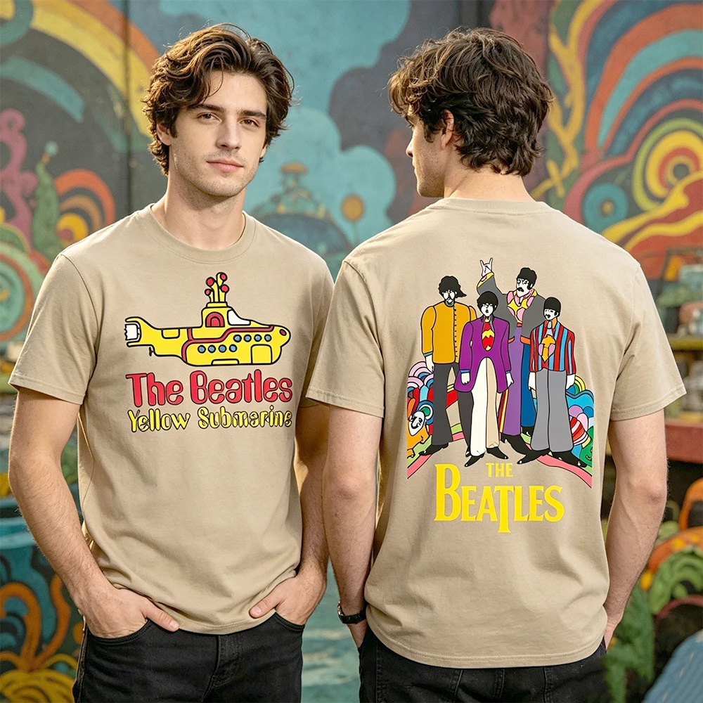 The Beatles Black Rock Band T-shirt Autumn Fashion Sports High Quality Cotton Tops Men's T-Shirt Y2k Street Fashion Streetwear
