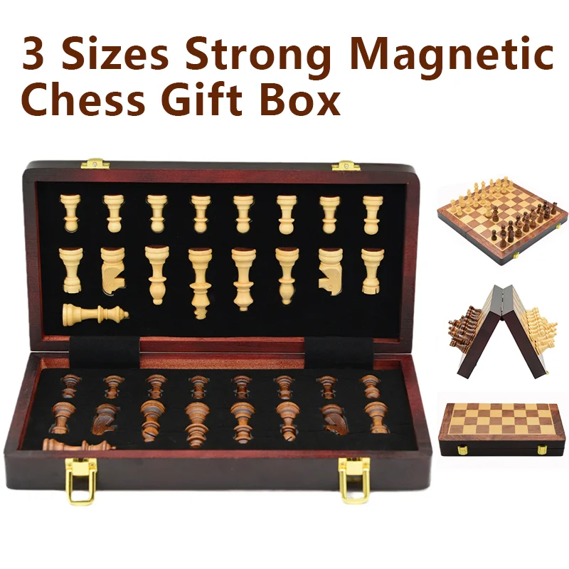 Magnetic Chess Set Wooden Chess Set Foldable Chess Board International Chess With Storage Box