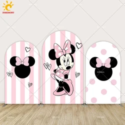 Cartoon Minnie Mouse Party Decoration Arched Cover Backdrop for Girl BIrthday Light Pink Heart Baby Shower Banner Doubleside